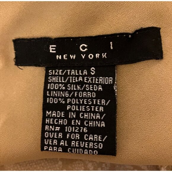 Y2K Silk Ruffled Babydoll Top S Flare Sleeves Beaded Neutral Fairy 100% Silk - Picture 6 of 7